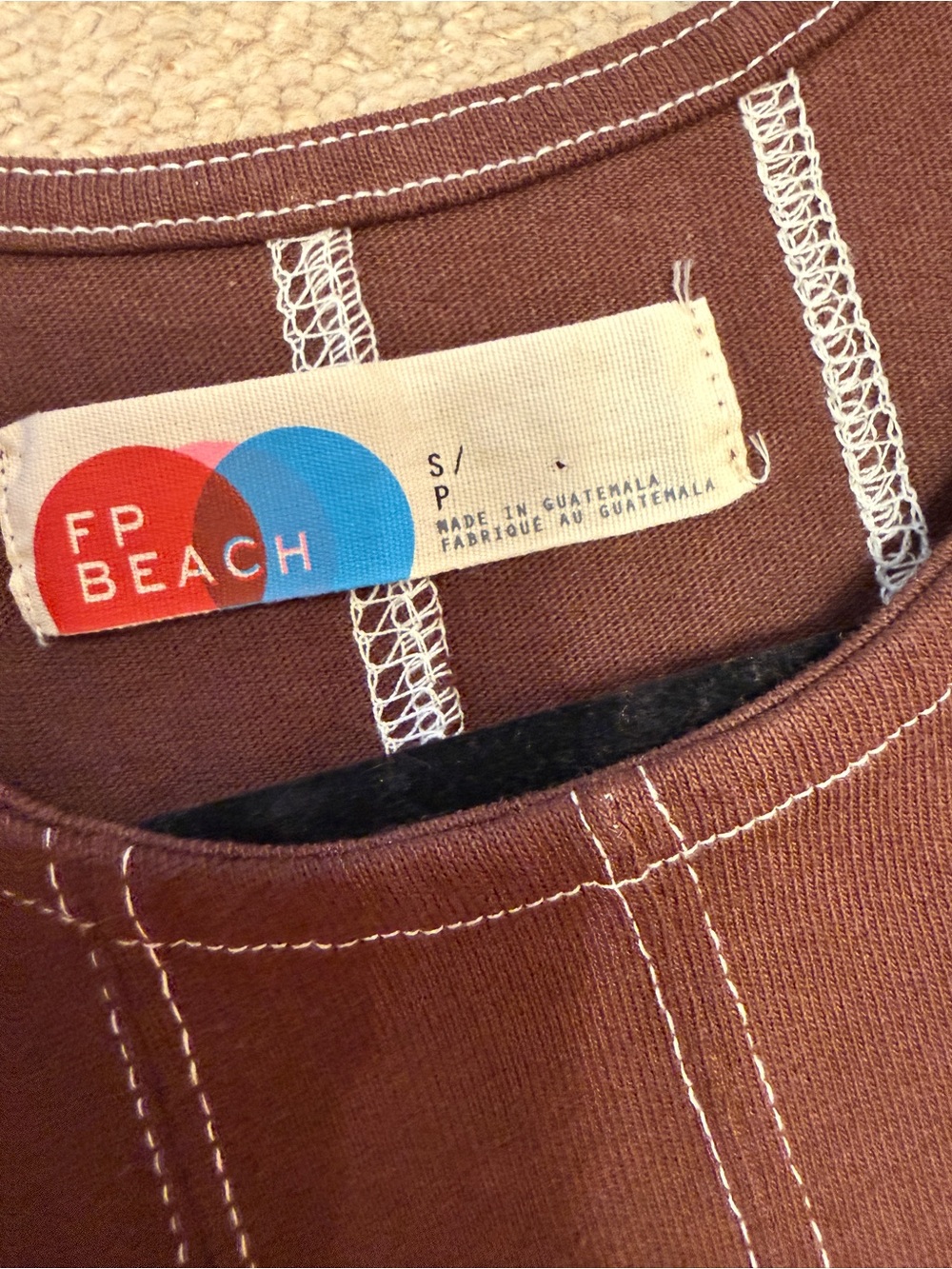 Free People Brown Sleeveless A-Line Shorts Set with Contrast Stitching - Picture 5 of 5